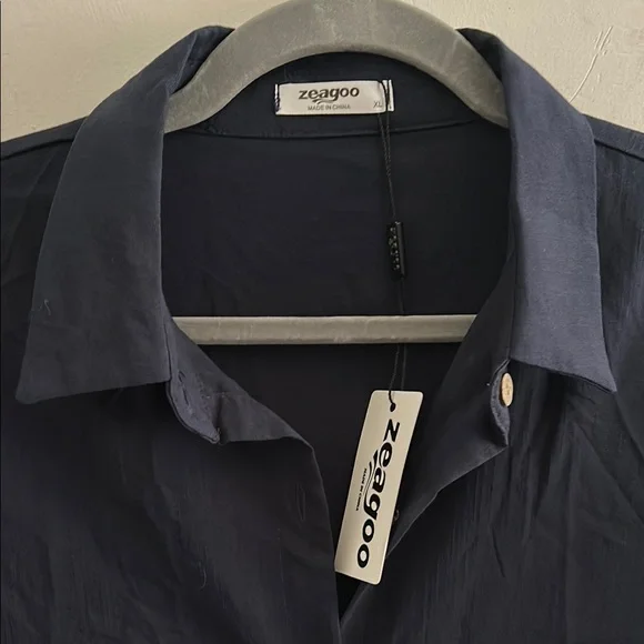 Zeagoo, Woman’s XL Navy Blue Buttoned Midi Dress - Picture 9 of 9